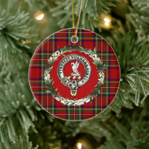 Stewart Clan Abzeichen & Tartan Personalisiertes W Keramik Ornament