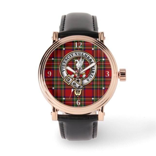 Stewart Clan Badge & Tartan   Armbanduhr (Vorderseite)