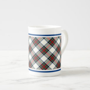 Stewart-Clan kleiden Tartan-blaues und weißes Prozellantasse