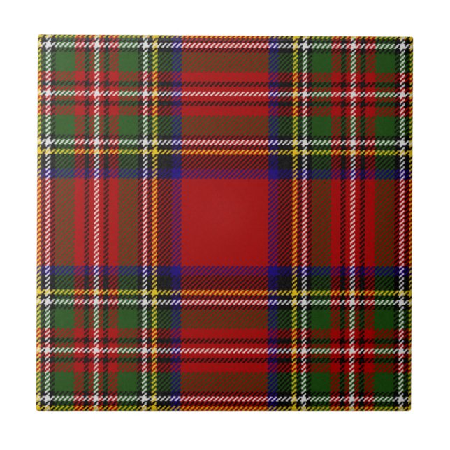 Stewart Clan Tartan Kariertes Muster Fliese (Vorderseite)
