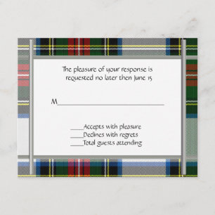 Stewart Dress Kariert Wedding RSVP Card Karte