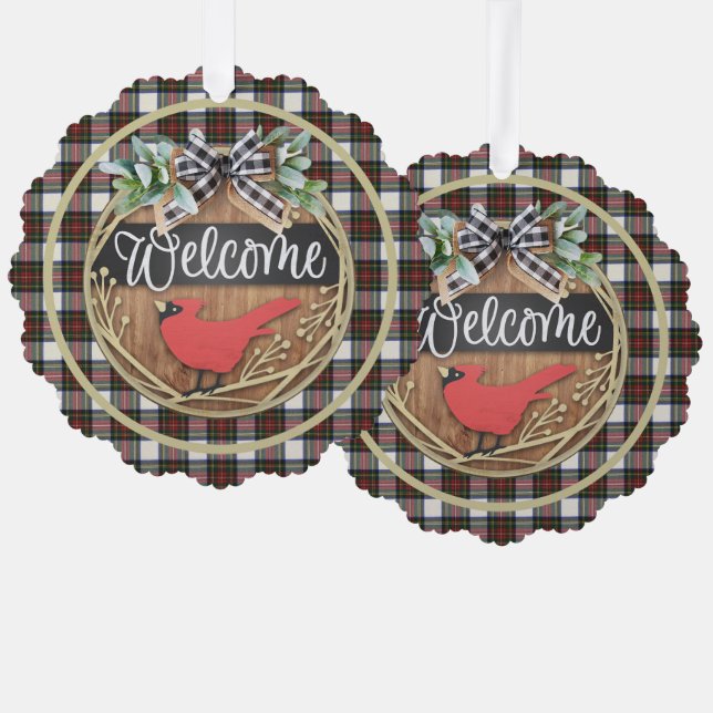 Stewart Dress Modern Scottish Tartan Christmas Ornament Karte (Vorderseite/Rückseite)