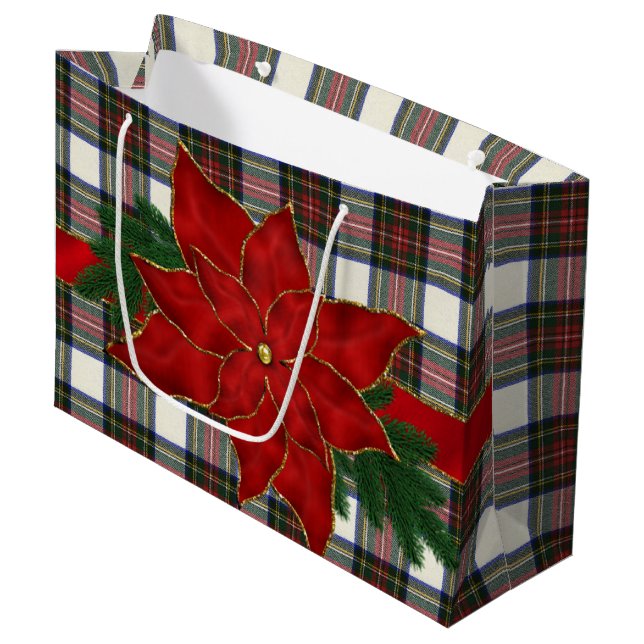 Stewart Dress Modern Scottish Tartan Große Geschenktüte (Vorderseite Schrägansicht)