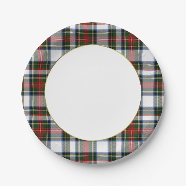 Stewart Dress Tartan Kariertes Papierplatte Pappteller (Vorderseite)