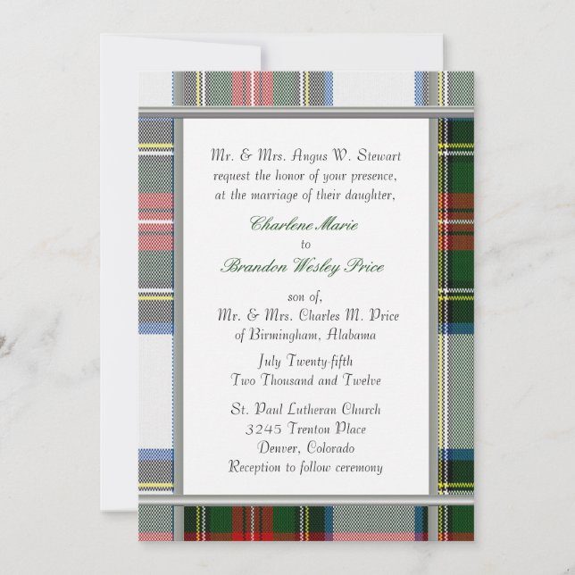 Stewart Dress Tartan Plaid Faire-part de mariage (Devant)