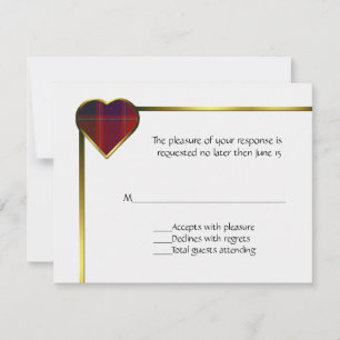 Stewart Red Kariert Heart RSVP Card Karte