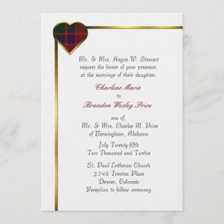 Stewart Red Plaid Heart Faire-part de mariage