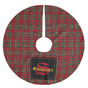 Stewart Royal Tartan Kariert Custom Monogram & Nam Polyester Weihnachtsbaumdecke