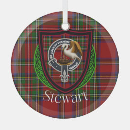Stewart Scottish Clan Tartan & Crest Ornament Aus Glas