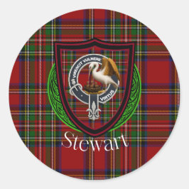 Stewart Scottish Clan Tartan & Crest Runder Aufkleber