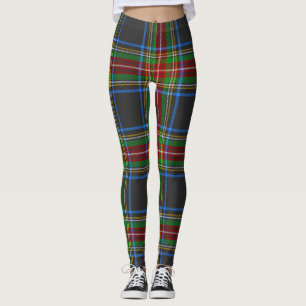 Stewart Stuart Black Clan Tartan Kariert Leggings