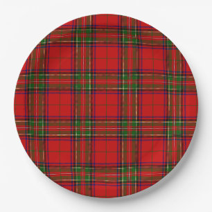 Stewart / Stuart tartan rot kariert Pappteller