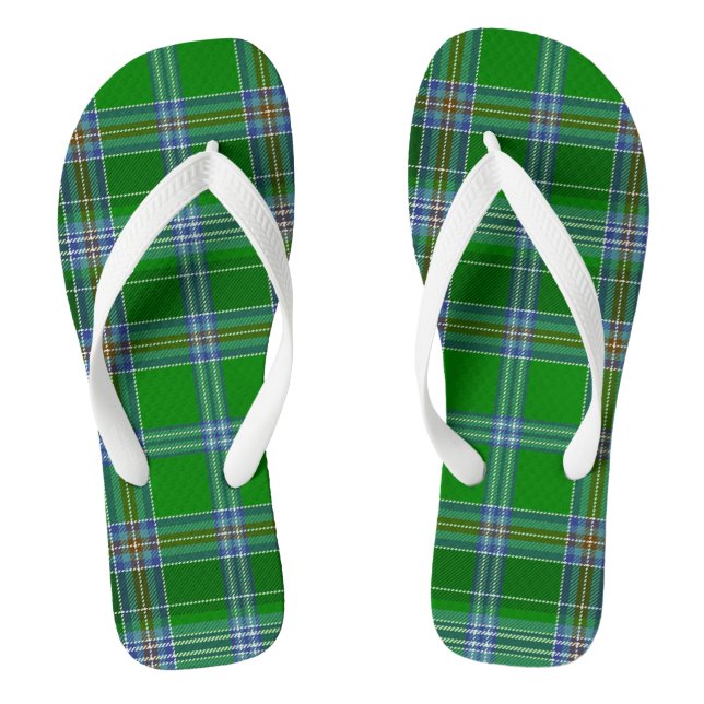 Stewart Tartan Blue, Green, Black Adult Flip Flops (Fußbett)