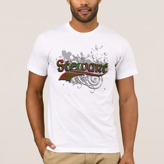 Stewart Tartan Grunge T-Shirt (Vorderseite)