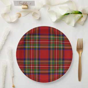 Stewart Tartan Kariert Scottish Symmetrie Pappteller