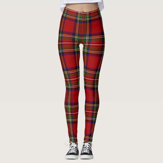 Stewart Tartan Kariertes schottisches Muster Leggings (Vorderseite)