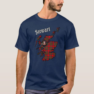 Stewart Tartan Map & Abzeichen T - Shirt