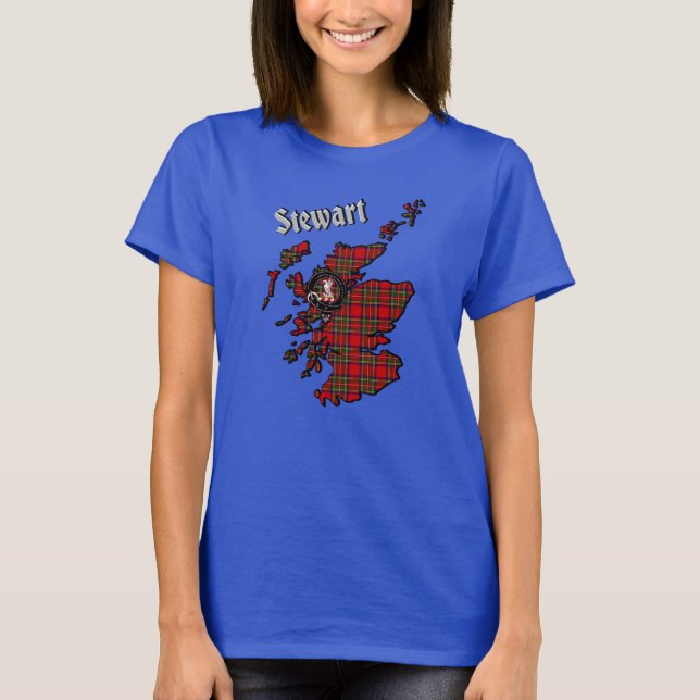Stewart Tartan Map & Abzeichen Women's T - Shirt (Vorderseite)