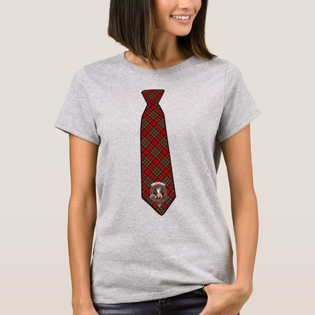 Stewart Tartan Necktie avec T-shirt femme insigne (Devant)