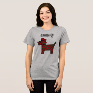 Stewart-Tartan-Scottie-Hund Personalisiert Tri-Blend Shirt