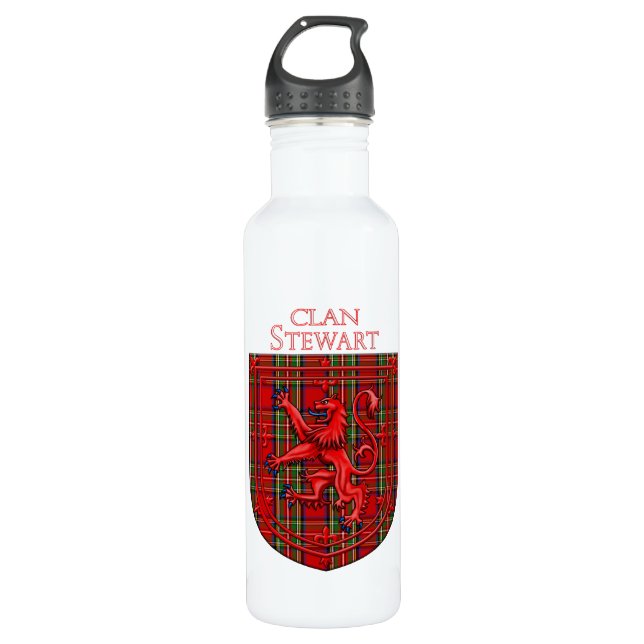 Stewart Tartan Scottish Kariert Lion Rampant Edelstahlflasche (Vorderseite)