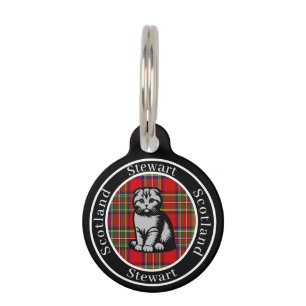 Stewart Tartan & Scottish Kitty Personalisiert  Haustiermarke