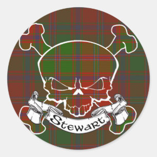 Stewart Tartan Skull Runder Aufkleber