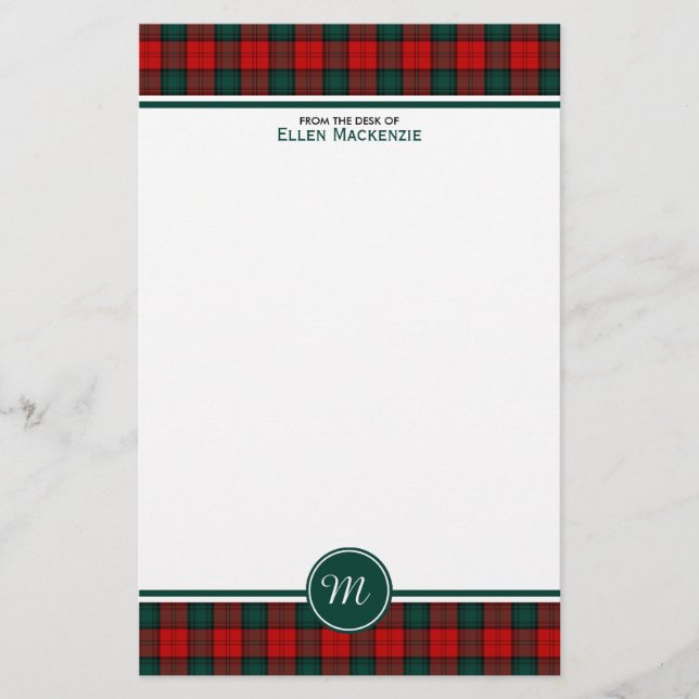 Stewart von Atholl Clan Tartan Monogram Briefpapier (Vorderseite)