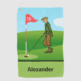 Stich bei Male Golfer am 18. Loch Golfhandtuch