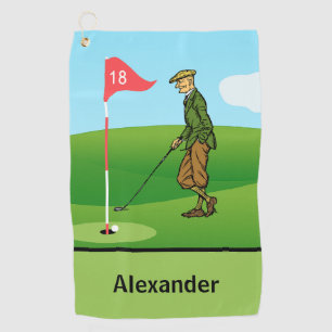 Stich bei Male Golfer am 18. Loch Golfhandtuch