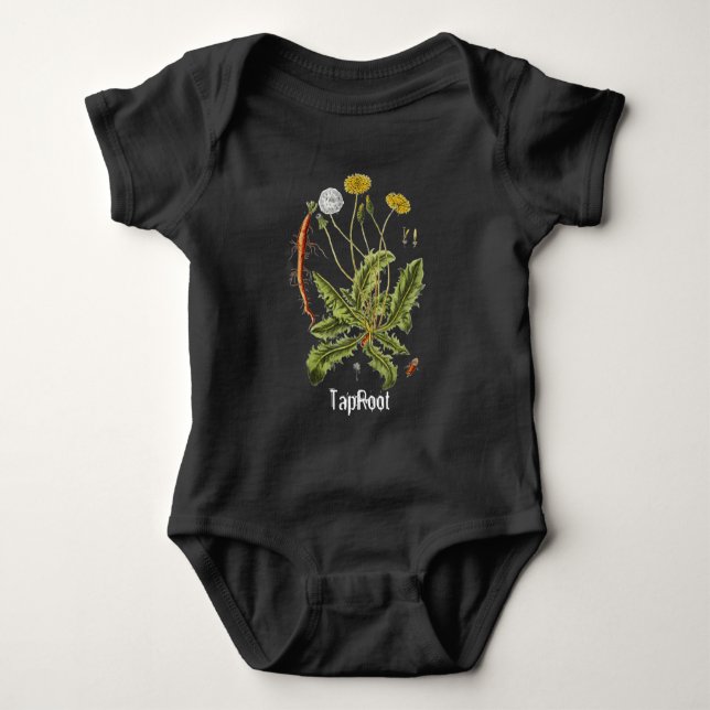 Stich Root Vintag Dandelion Illustration Baby Strampler (Vorderseite)