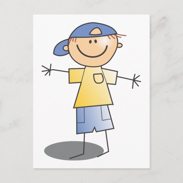 Stick Boy ~ Blue Ball Cap Postkarte (Vorderseite)