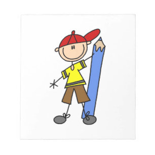 Stick Boy mit Stift Notizblock