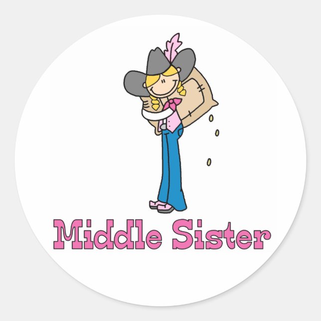 Stick Cowgirl Middle Sister Runder Aufkleber (Vorderseite)