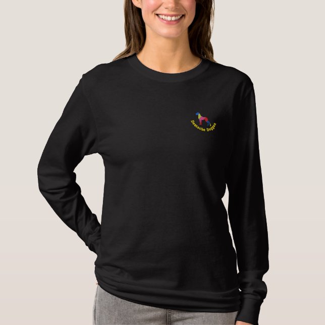Stick Dogge Besticktes Langarmshirt (Vorderseite)