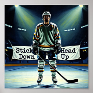 Stick Down Kopf hoch Hockey Poster