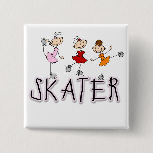 Stick-Figur-Eisläufer T-Shirts und Geschenke Button