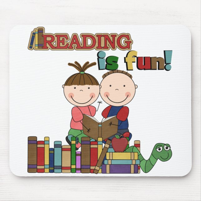 Stick Figur Kids Reading is Fun Mousepad (Vorne)