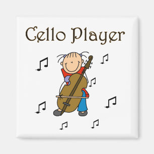 Stick-Figur-Mädchen-Cellospieler-T-Shirts und Gesc Magnet