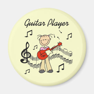 Stick-Figur Mädchen Gitarre-Spieler T-Shirts und G Magnet