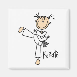 Stick-Figur-Mädchen-Karate-T-Shirts und Geschenke Magnet
