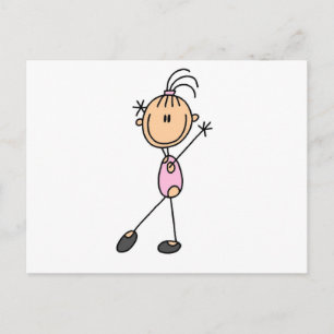 Stick-Figur-Mädchen-Turn-T-Shirts und Geschenke Postkarte