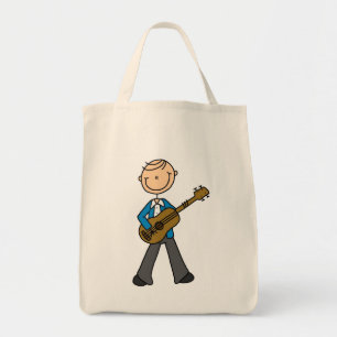 Stick-Figur männlicher Gitarrenspieler T-Shirts un Tragetasche