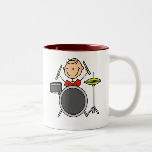 Stick-Figur Männlicher Schlagzeuger T-Shirts und G Zweifarbige Tasse