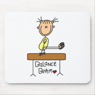 Stick-Figur-Turnerin auf Schwebebalken-Mauspad Mousepad
