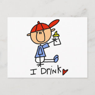 Stick Figure Baby Ich Trinke T-Shirts und Geschenk Postkarte