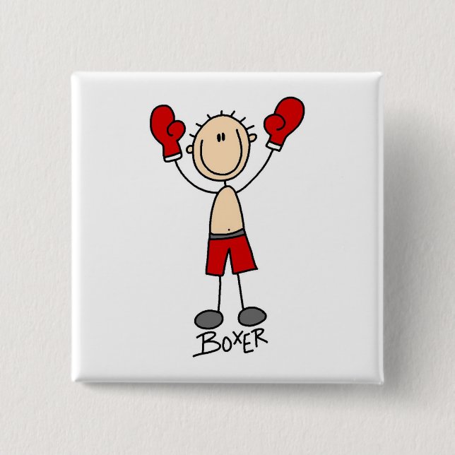 Stick Figure Boxer T-Shirts und Geschenke Button (Vorderseite)