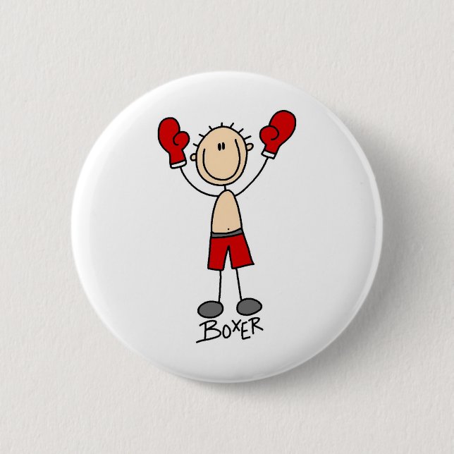 Stick Figure Boxer T-Shirts und Geschenke Button (Vorderseite)