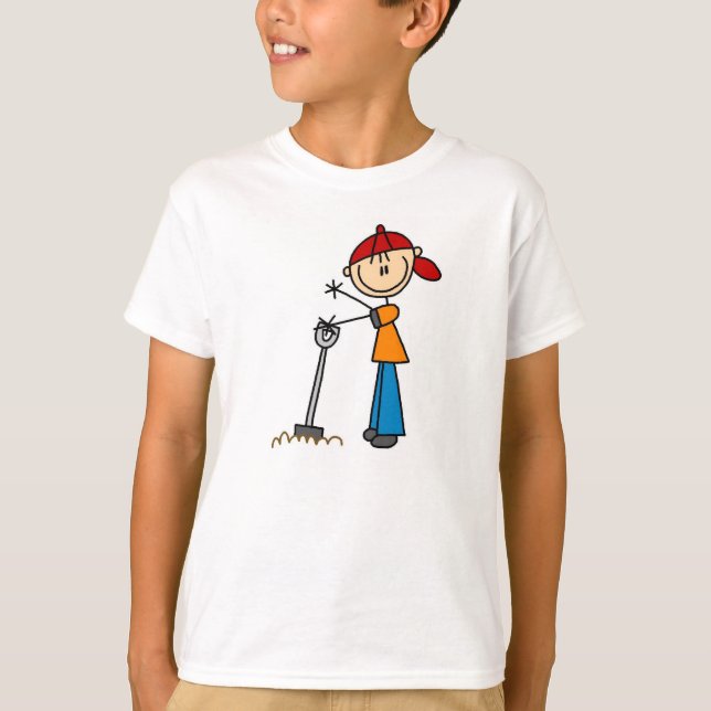 Stick Figure Boy avec T-shirt Shovel (Devant)