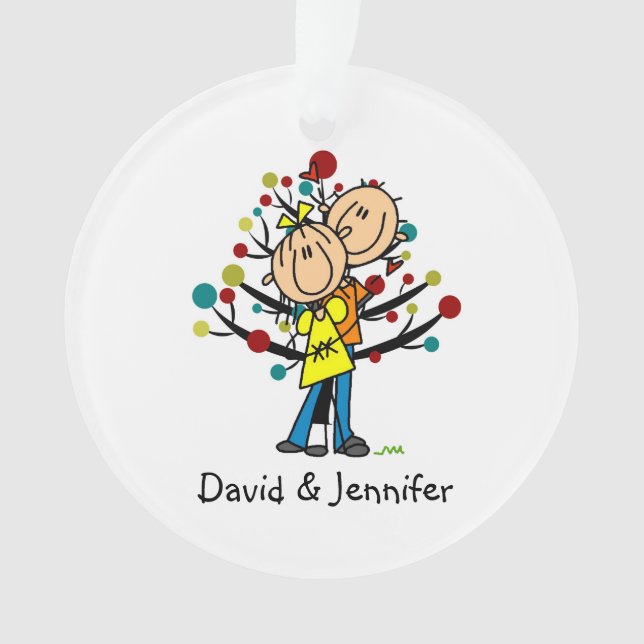 Stick Figure Couple dans l'ornement de Noël d'amou (devant)